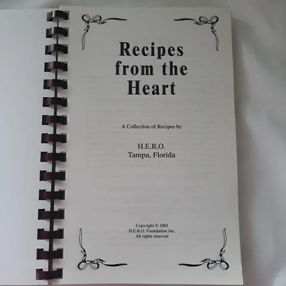 Vintage Cookbook‎ Florida H.E.R.O. Foundation Spiral Bound Tampa Florida 2003